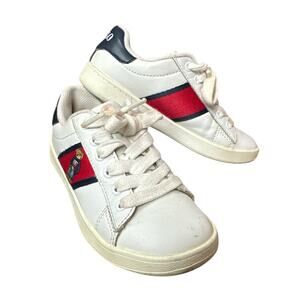 Boy’s Polo Quilton Bear White Red Blue Leather Lace Up Trainers Sneakers Size 13